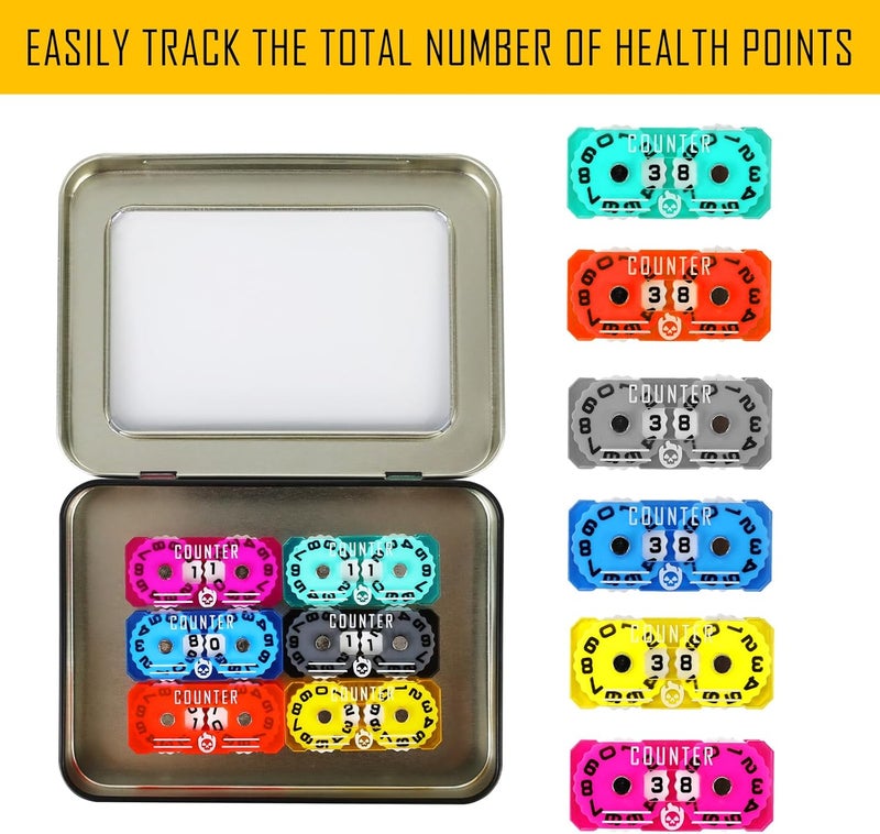 FIGURESLAB Store 6Pcs MTG Life Counter Twin Digits with Metal Box, Tracker Life Counter for Board Games, Compatible with Magic Card Games Accessories RPG D&D CCG TCG Tabletop Board Games - Image 3